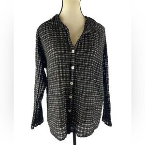 Cut Loose black & white long sleeve button up top blouse sheer sz M